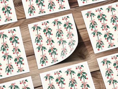 Mistletoe Digital Paper, Christmas Seamless Pattern, Festive Print, Winter Holiday Design, Printable Digital Download, Digital File - Moore and Mountain