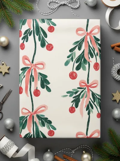 Mistletoe Digital Paper, Christmas Seamless Pattern, Festive Print, Winter Holiday Design, Printable Digital Download, Digital File - Moore and Mountain
