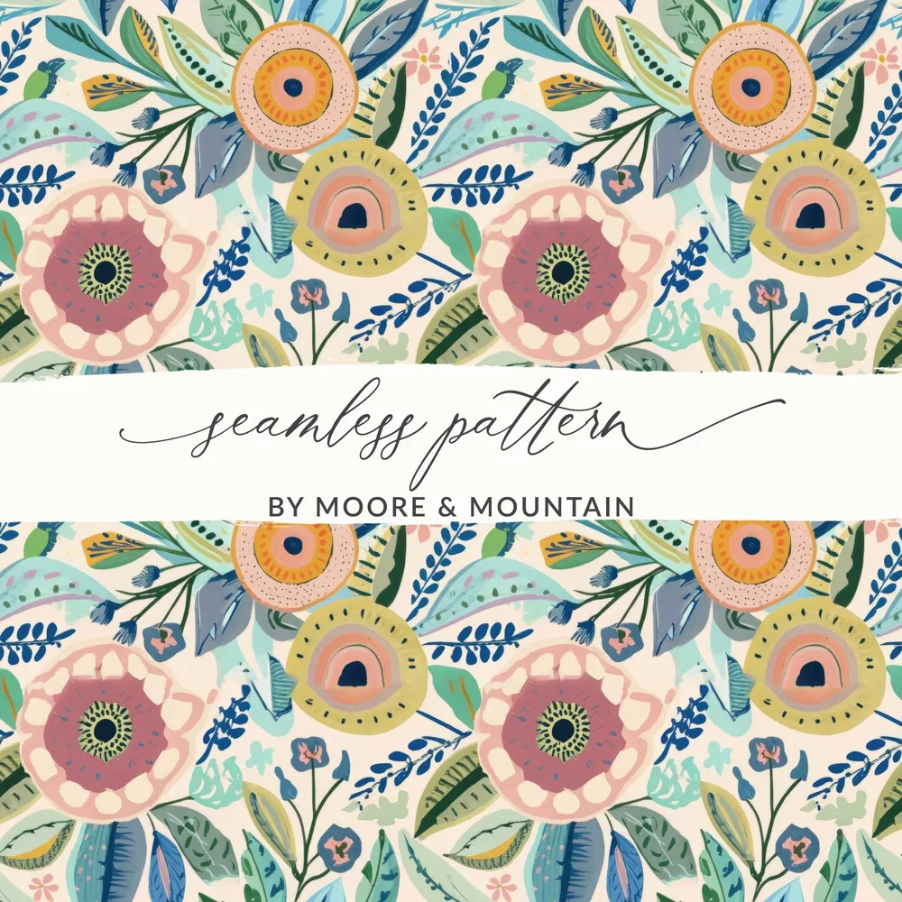 Mod Floral Delightful Blooms | Colorful Flower Digital Art - Moore and Mountain