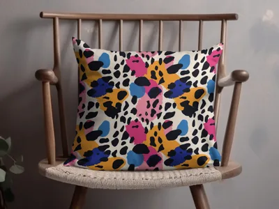 Colorful Abstract Leopard Print Throw Pillow Cover