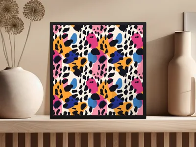 Vibrant Abstract Art Print with Bold Colorful Patterns