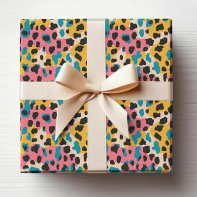 Colorful Leopard Print Gift Box with Bow