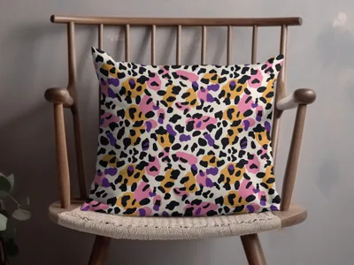 Vibrant Multicolored Leopard Print Decorative Pillow