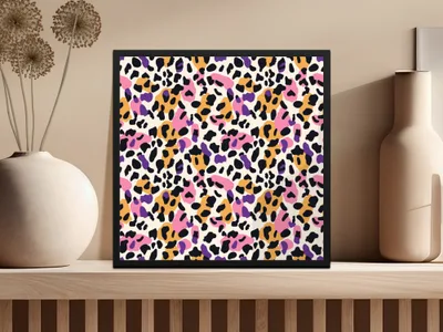 Colorful Abstract Leopard Spots Framed Artwork Decor