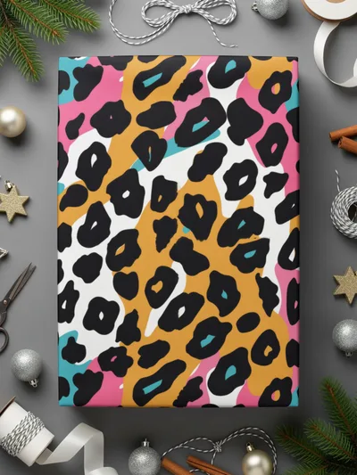 Vibrant Colorful Abstract Leopard Print Gift Wrapping Paper