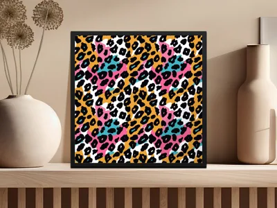 Vibrant Colorful Leopard Print Pattern Wall Art Decor