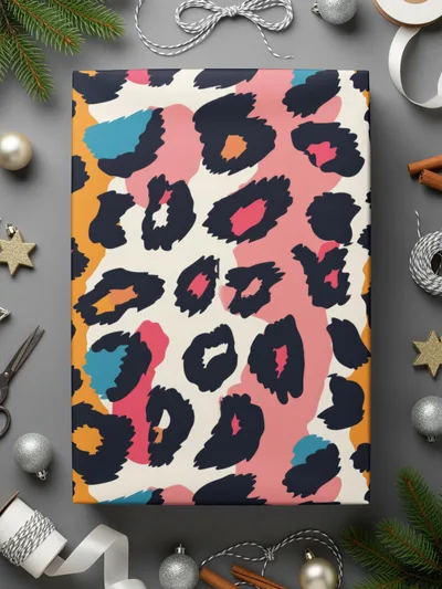 Colorful Wild Animal Print Gift Wrap Paper Product
