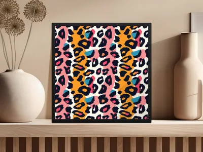 Vibrant Colorful Leopard Print Wall Art Decor