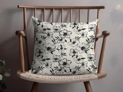 Modern Black White Floral Pattern Blooming Beauty Seamless Digital - Moore and Mountain