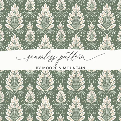 Modern Boho Seamless Green Background Digital Pattern Design