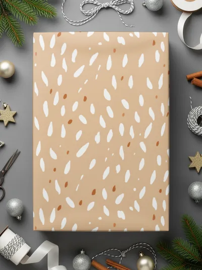 Beige and White Dotted Wrapping Paper for Gift Wrap