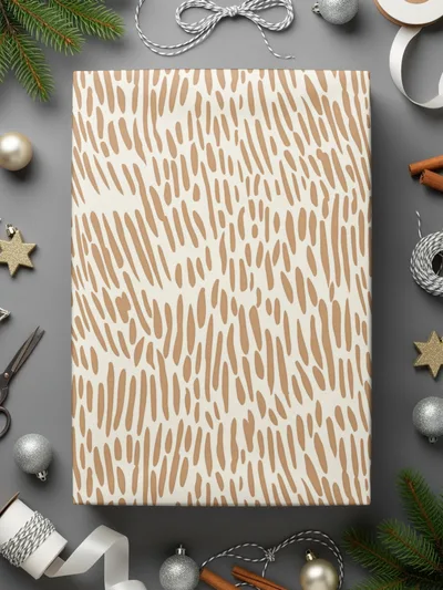 Elegant Beige Patterned Holiday Gift Wrap Paper
