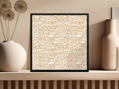 Abstract Beige Line Art Pattern Framed Artwork Product