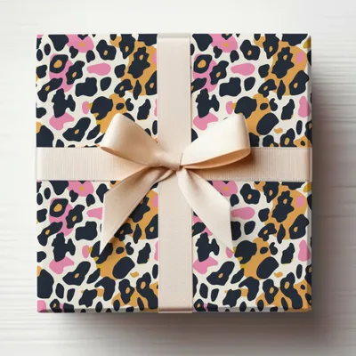 Leopard Print Gift Wrap with Elegant Bow Design