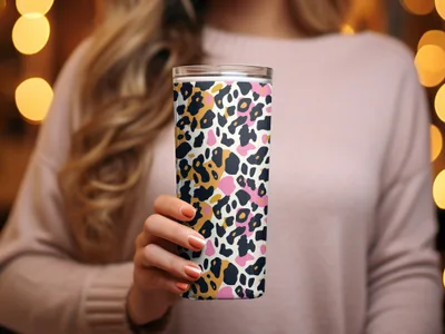 Stylish Leopard Print Insulated Travel Mug Tumbler Cup
