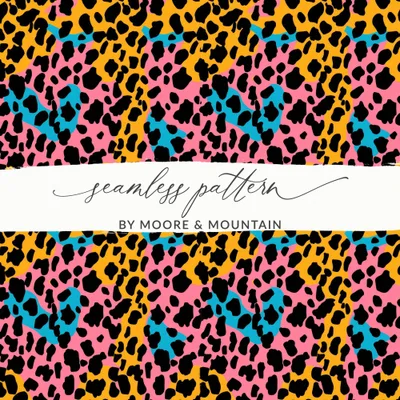 Modern Cheetah Print in Blush Yellow Light Blue Digital