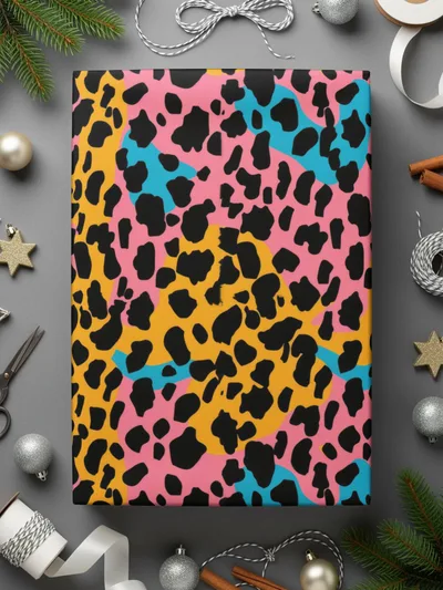 Colorful Leopard Print Christmas Gift Wrapping Paper