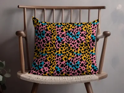 Vibrant Multicolor Leopard Print Throw Pillow