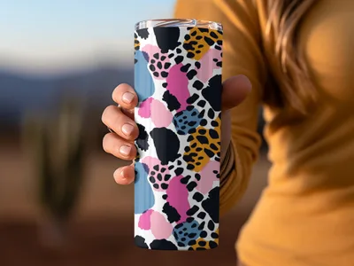 Colorful Abstract Animal Print Travel Tumbler Cup