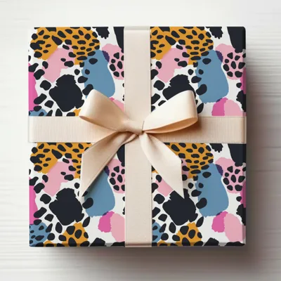 Colorful Animal Print Pattern Wrapped Gift Box