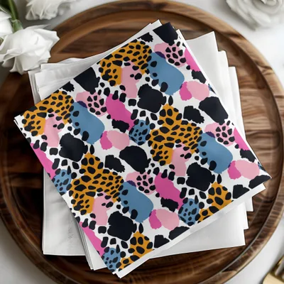 Colorful Abstract Animal Print Square Napkin Set