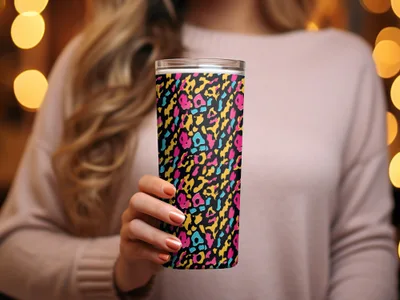 Colorful Leopard Print Insulated Tumbler Cup
