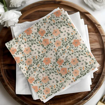 Modern Ditsy Flower Pattern Orange White Green Digital - Moore and Mountain