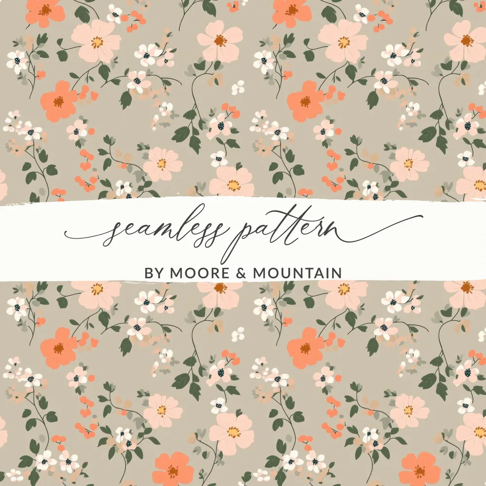 Modern Ditsy Flower Pattern with Elegant Floral Details Digital - Moore and Mountain