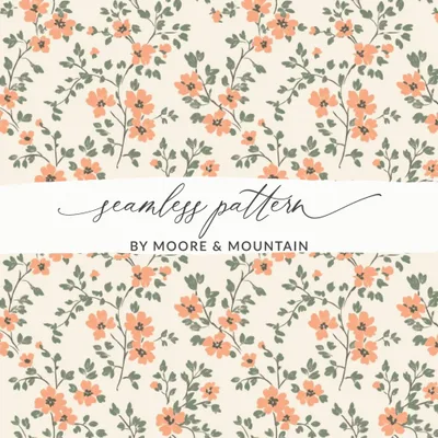 Modern Ditsy Flower Pattern with Elegant Peach Blooms Digital