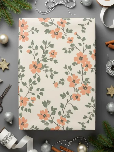 Modern Ditsy Flower Pattern with Elegant Peach Blooms Digital - Moore and Mountain