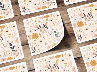 Botanical Floral Pattern Wooden Surface Prints product