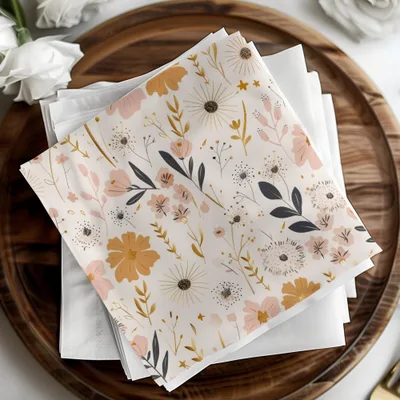 Floral Pastel Design on White Background Napkin Set