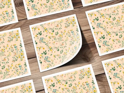 Delicate Wildflower Print on Soft Peach Illustration Print
