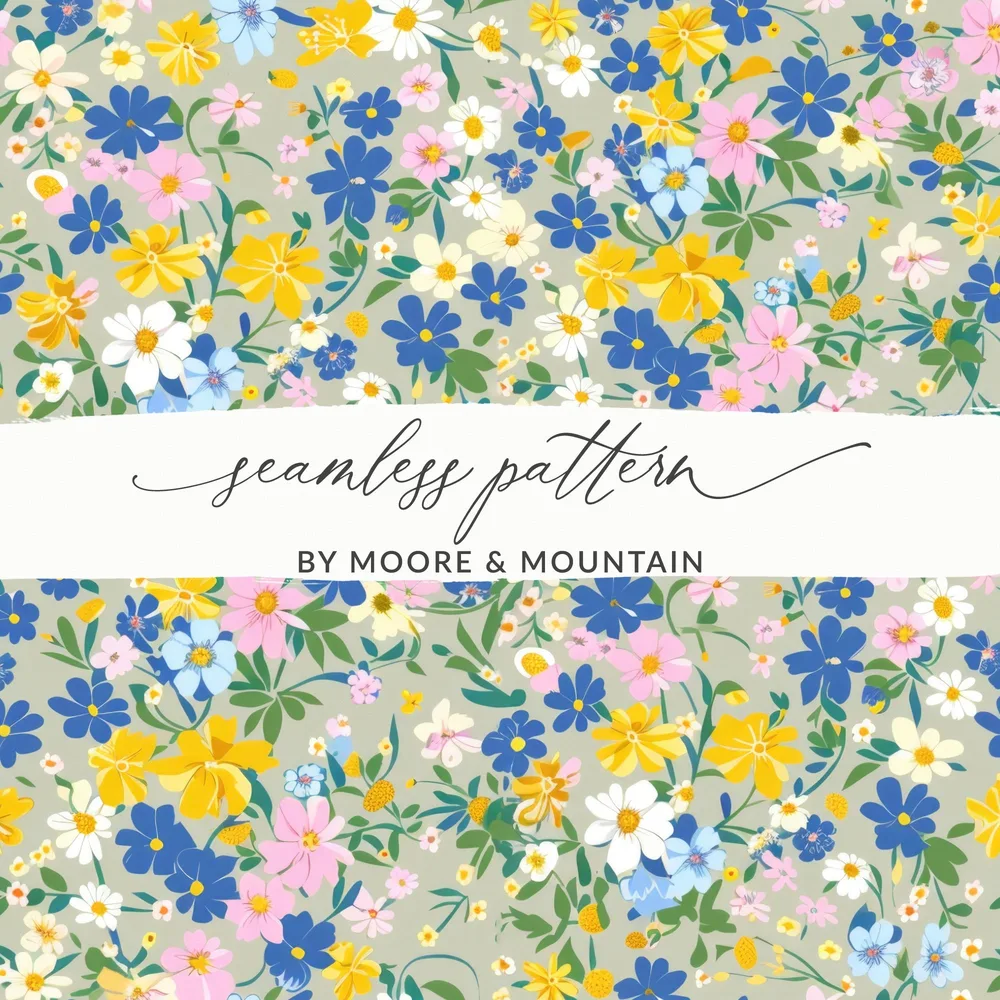 Colorful Floral Seamless Pattern by Moore and Mountain Print