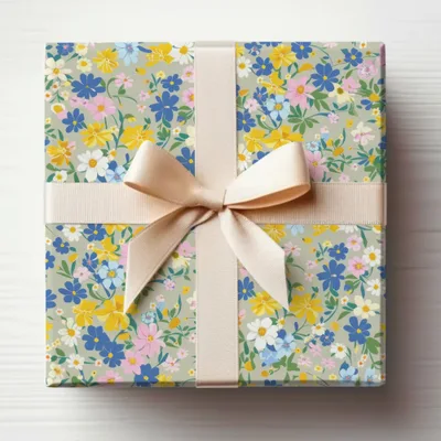 Floral Patterned Gift Box with Ribbon for Any Occasion