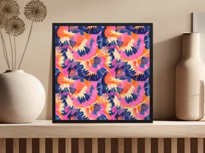 Modern Geometric Vivid Burst Seamless Pattern Dynamic Hues Abstract Shapes Digital - Moore and Mountain