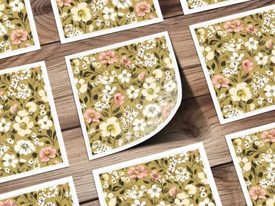 Vintage Floral Pattern Square Sticker Sheet