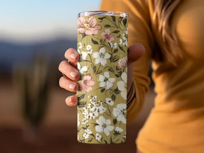 Floral Design Insulated Tumbler for Hot or Cold Drinks