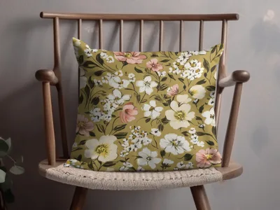 Floral Pattern Throw Pillow with Vibrant Spring Blossoms