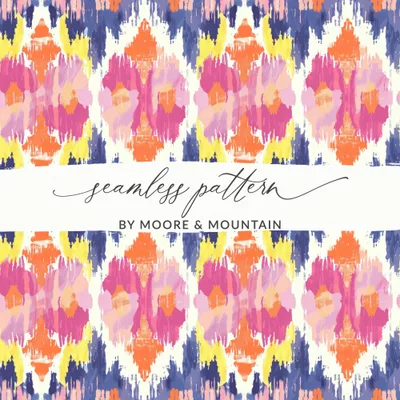 Modern Ikat Seamless Pattern, Colorful Digital Print, Boho Tribal Design, Commercial Use, Vibrant Ethnic Repeat, Digital