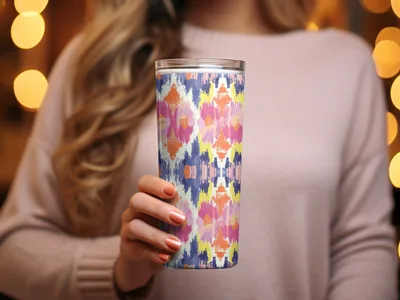 Colorful Abstract Patterned Travel Mug Tumbler