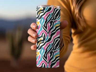 Colorful Abstract Zebra Stripes Pattern Tumbler