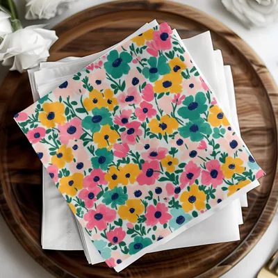 Colorful Floral Design Paper Napkins Set for Events