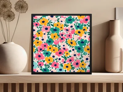 Colorful Floral Pattern Wall Art for Home Decor