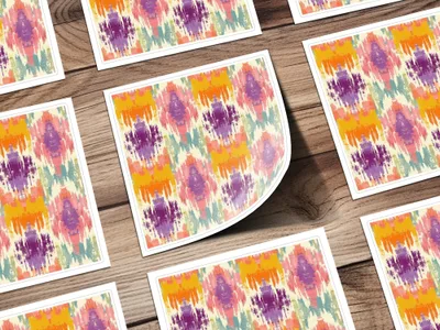Vibrant Abstract Pattern Colorful Stickers Sheet Mockup