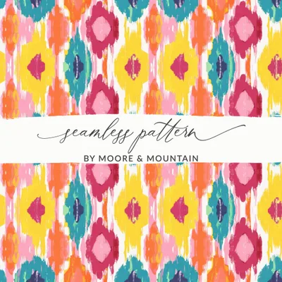 Modern Tribal Pattern Digital Paper, Colorful Ikat Print, Bright Boho Seamless, Vibrant Ethnic Pattern, Commercial Use POD, Digital Download