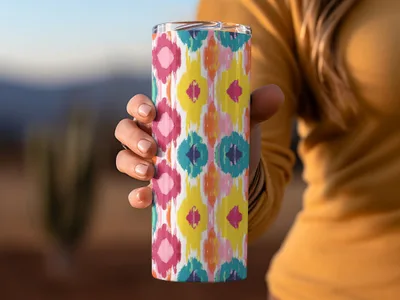 Bright Colorful Patterned Travel Tumbler Cup