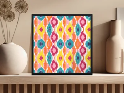 Vibrant Geometric Multicolor Pattern Framed Decor Product