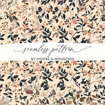 Modern Wildflowers Blush and Black Digital Pattern Design