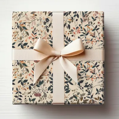 Elegant Floral Gift Wrapping Paper with Ribbon Decor